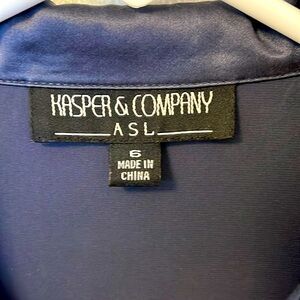 Beautiful Navy Blue Kasper silky blouse.
